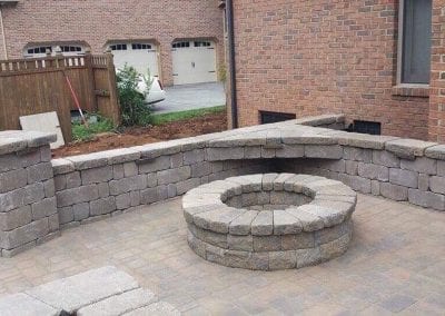 stone patio with fire pit